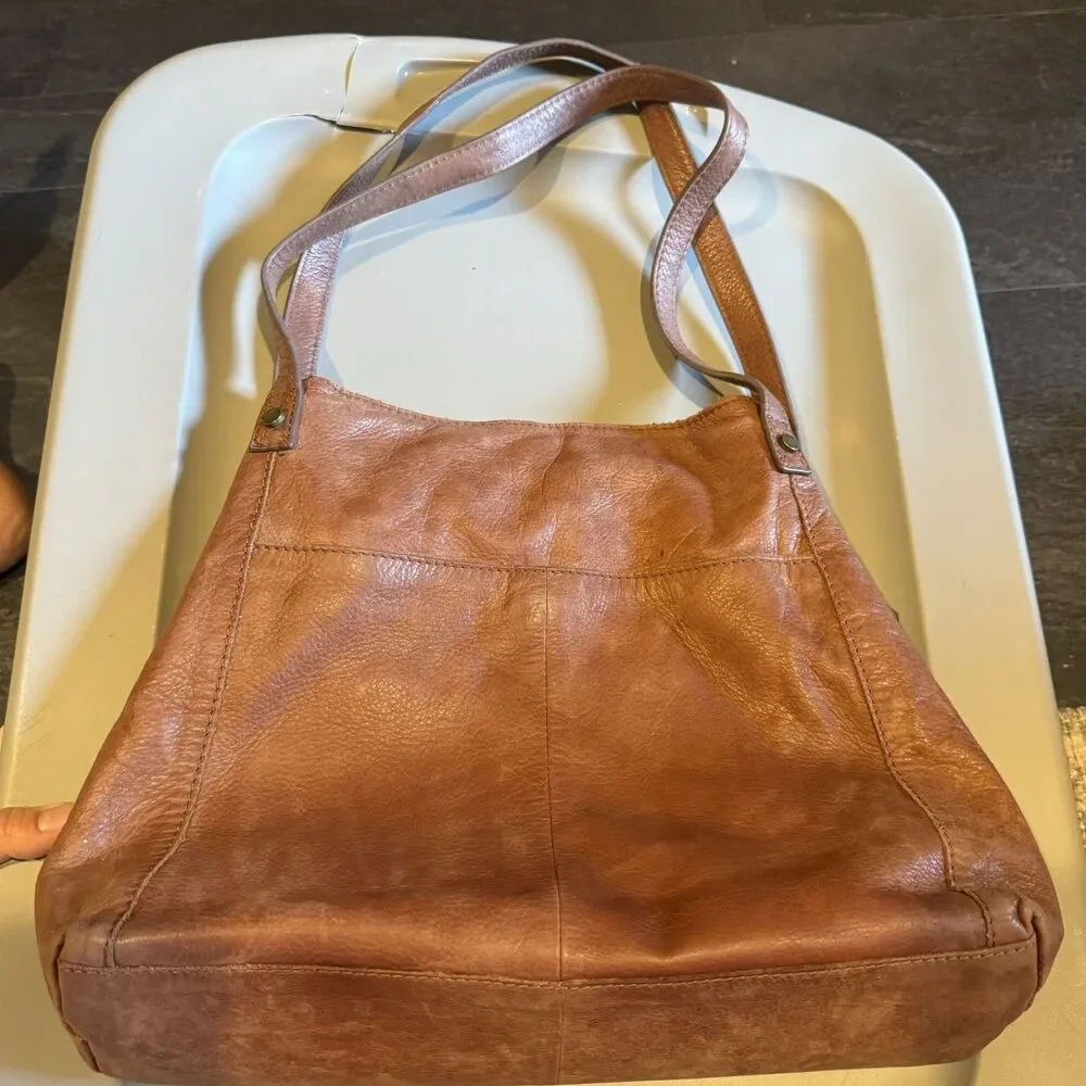 American Leather Co Liberty Shopper Tote Shoulder Bag Brown Leather Hobo